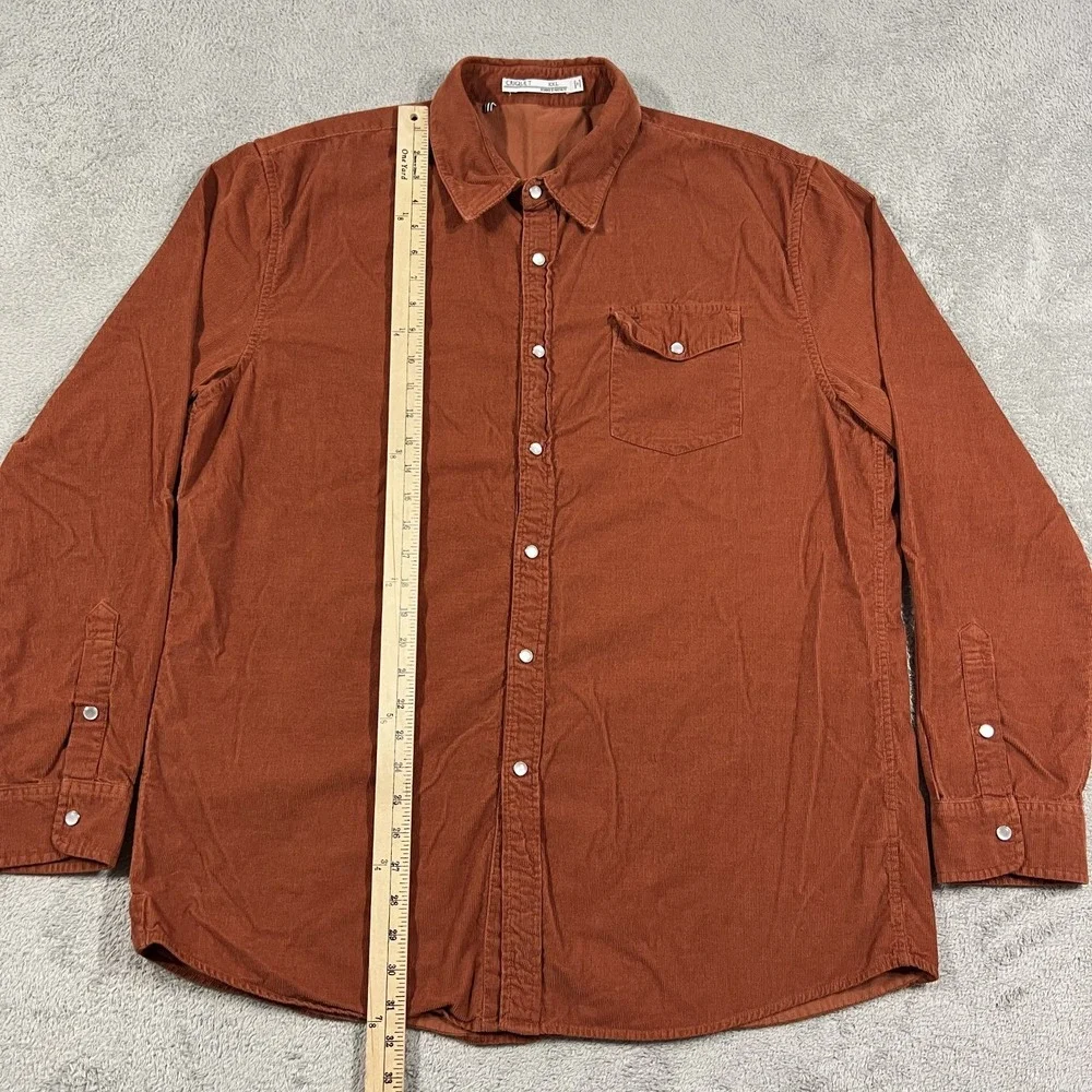 Criquet Corduroy Pearl Snap Shirt Mens 2XL Brown Pocket Golf Western